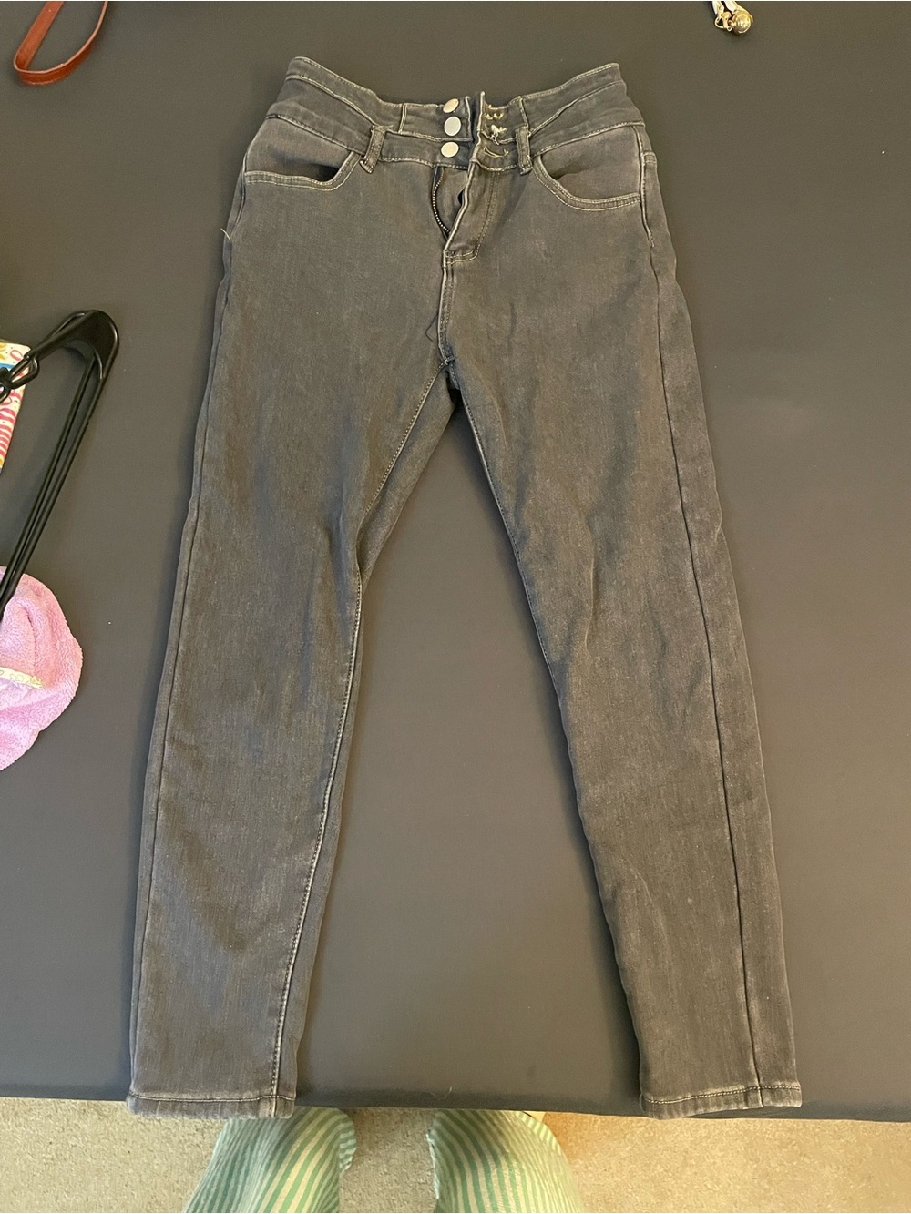 Winter fleece thick cotton slim legs in Washed Charcoal Gray